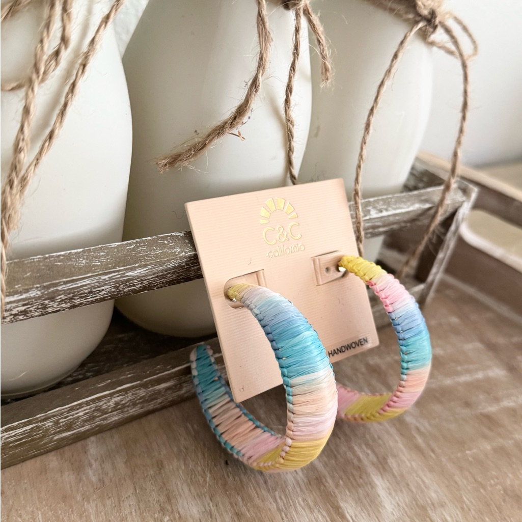 CC California Colorful Striped Hoop Earrings 9$